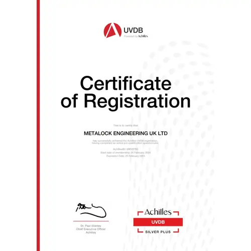 Achilles UVDB Certificate of Registration