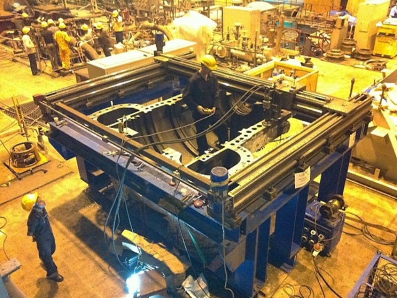 Image of Turbine split joint being re-machined in India