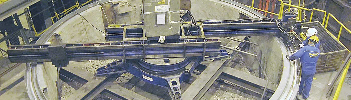 Machining blast furnace top flange