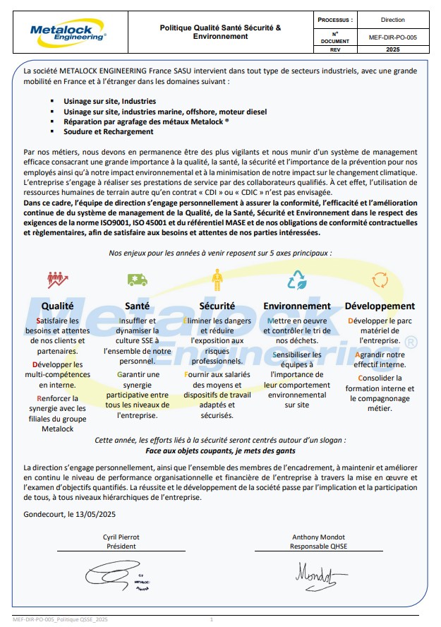Politique et Engagement de la Direction 2024