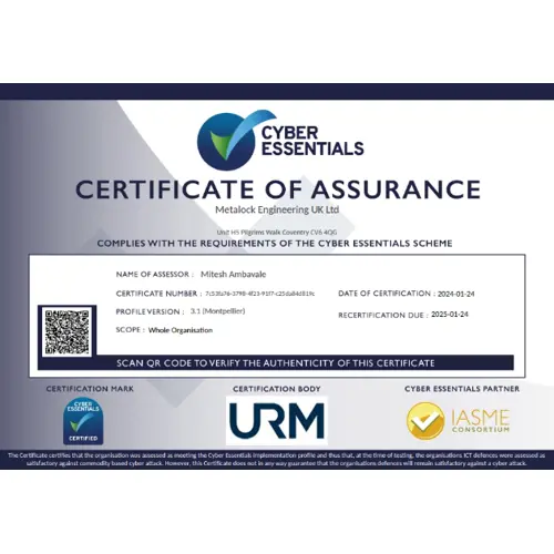 Cyber Essentials - Certificate of Assurance