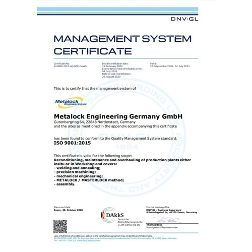 DNV GL – Quality Management System ISO 9001:2015