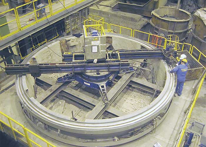 Machining blast furnace top flange