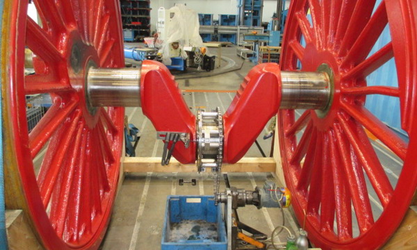 Metalock repairs wheel set of a large steam locomotive