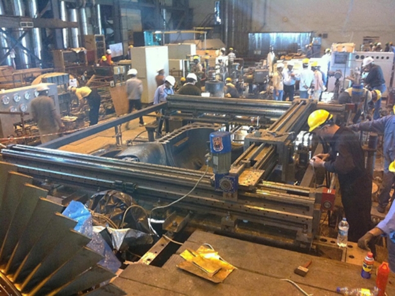 Image of Turbine split joint being re-machined in India