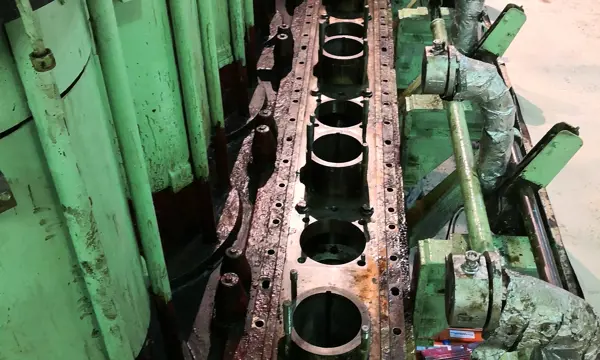 Repair of damaged cam housing 50MC engine in Sri Lanka by Metalocking