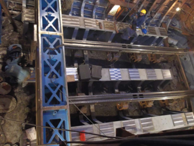 Machine propulsion engine foundations level in situ aboard the vessel