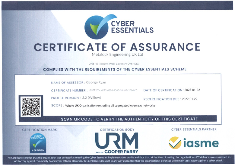 Cyber Essentials - Certificate of Assurance