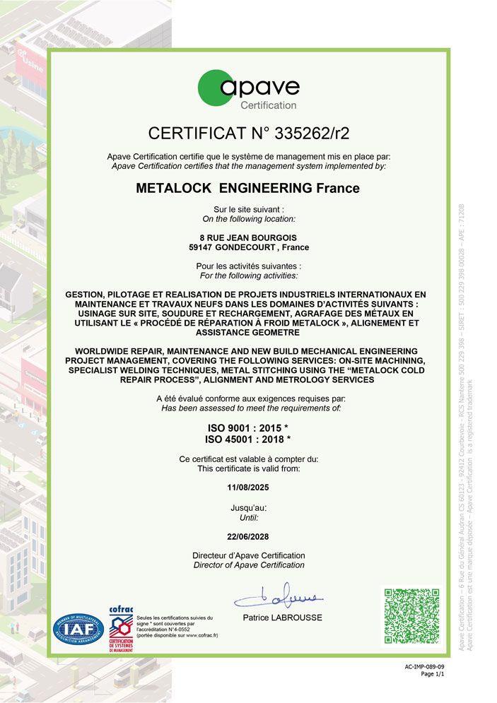 Certificat ISO 9001 & 45001